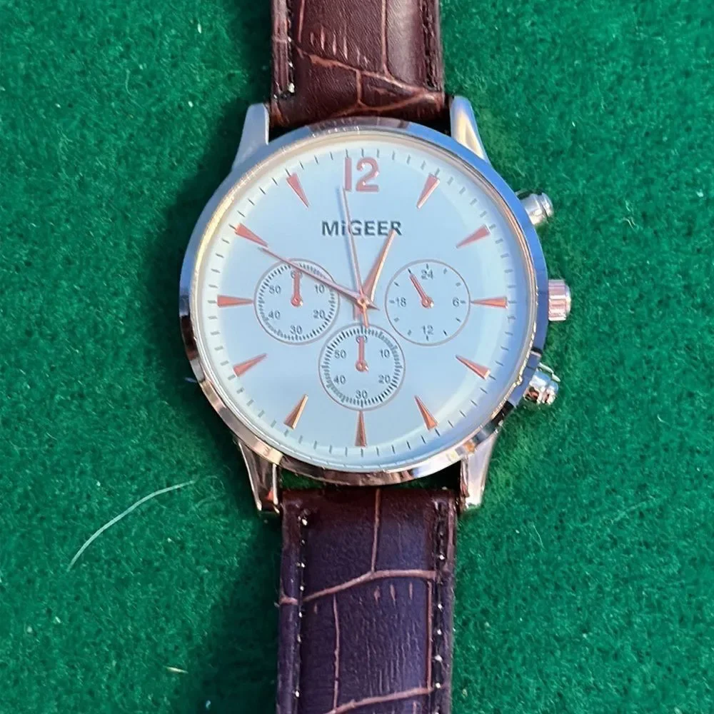 Migeer Large Face Watch Copper Accents Oversized Dial Men's Accessory